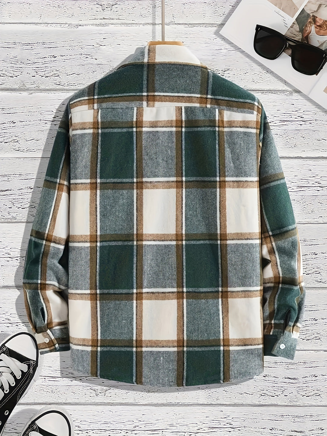 Men's Shirt Versatile Casual Plaid Shirt Coat Shirt Coat