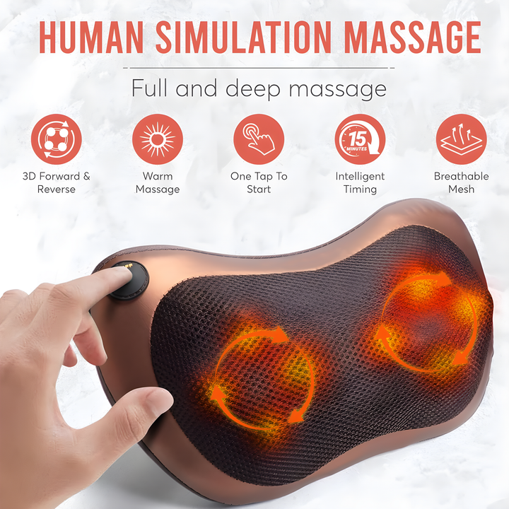 Back Neck Massager Shiatsu Massager Cushion with Heat – Deep Tissue Kneading Massage Pillow for Neck, Lower Back, Shoulder, Muscle Pain Relief