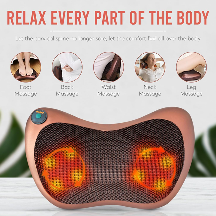 Back Neck Massager Shiatsu Massager Cushion with Heat – Deep Tissue Kneading Massage Pillow for Neck, Lower Back, Shoulder, Muscle Pain Relief