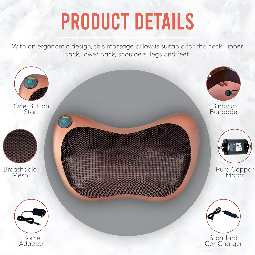 Back Neck Massager Shiatsu Massager Cushion with Heat – Deep Tissue Kneading Massage Pillow for Neck, Lower Back, Shoulder, Muscle Pain Relief