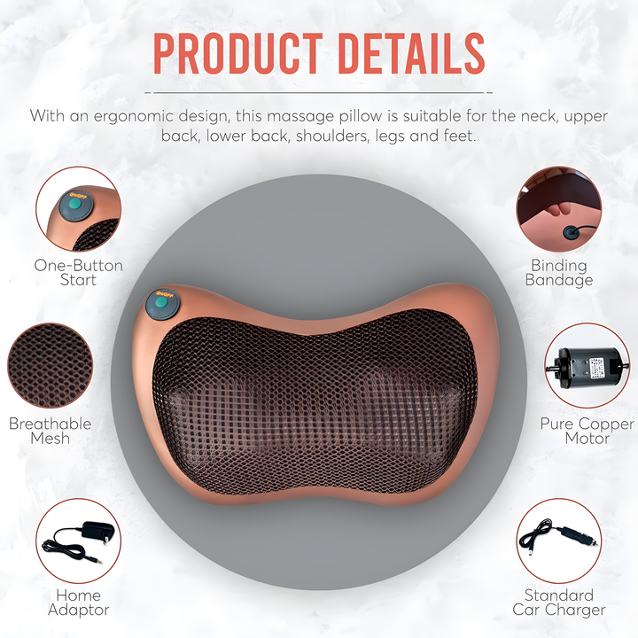 Back Neck Massager Shiatsu Massager Cushion with Heat – Deep Tissue Kneading Massage Pillow for Neck, Lower Back, Shoulder, Muscle Pain Relief